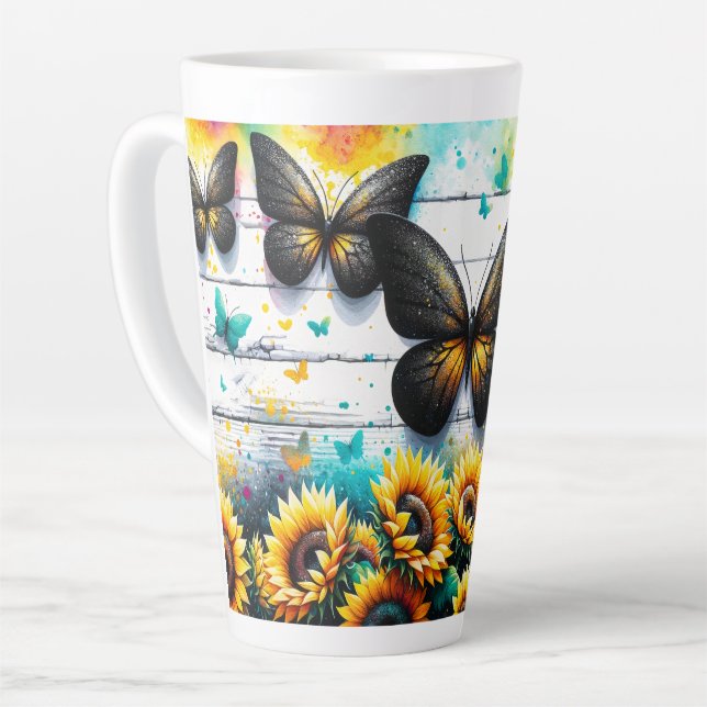 Taza De Café Latte Serenidad del girasol (Ángulo izquierdo)