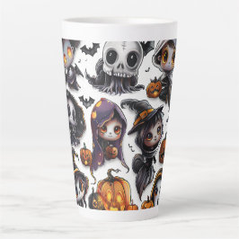Taza De Café Latte Serie Halloween Arte Digital Latte Mug