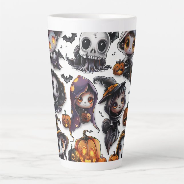 Taza De Café Latte Serie Halloween Arte Digital Latte Mug (Anverso)