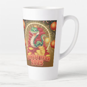 Taza De Café Latte Serpiente de madera china de Año Nuevo