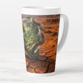 Taza De Café Latte Serpiente y el Orbe de Edén Paisaje Onírico Surrea