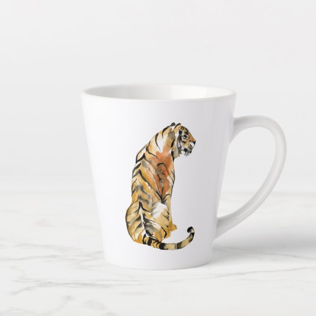 Taza De Café Latte Sesión de Tigre de acuarela (Derecha)