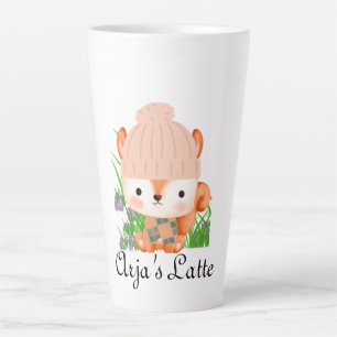 Taza De Café Latte Sethy Toned Cute Fox Con Flores Latte Cup