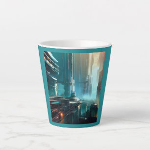 Taza De Café Latte SF Ciudad Futurista 3