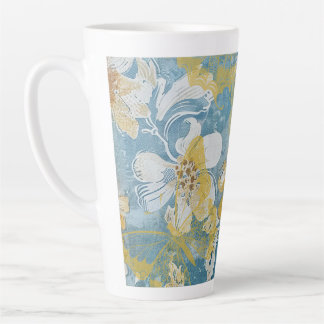 Taza De Café Latte Shabby azul y amarillo mariposa de algodón