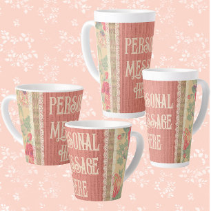 Taza De Café Latte Shabby Chic Lace Floral personalizada