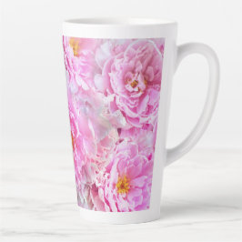 Taza De Café Latte Shabby Chic Pink Pastel Pink Peonies