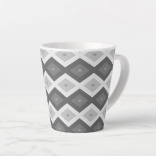 Taza De Café Latte Shades of grey diamond pattern