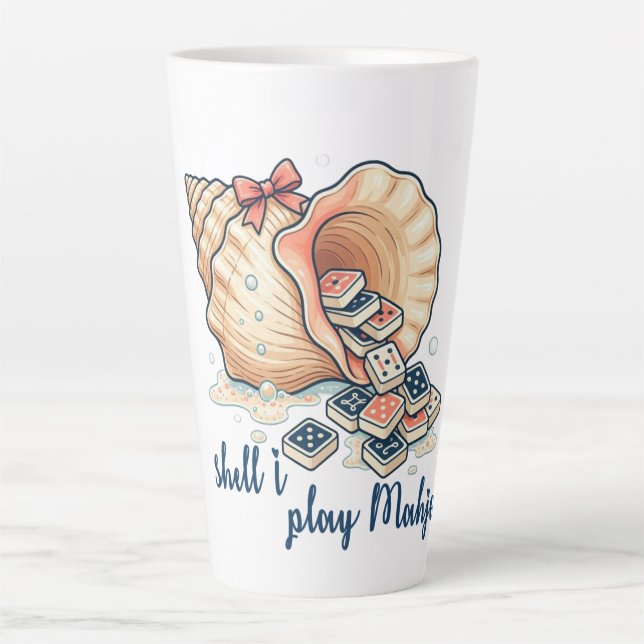 Taza De Café Latte Shell I Play Mahjong Coastal (Anverso)