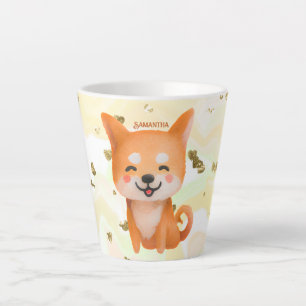 Taza De Café Latte Shiba Inu sonriente