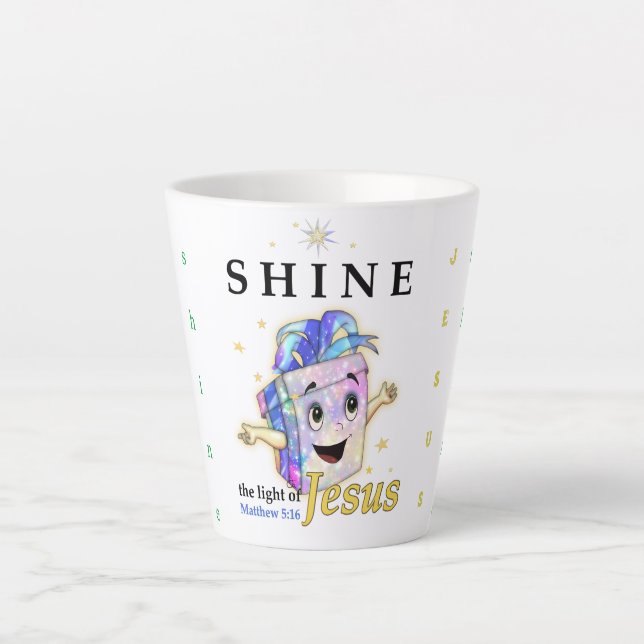 Taza De Café Latte Shine Jesus Shine (Anverso)