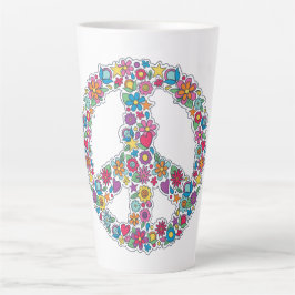 Taza De Café Latte Signo de paz de flor monograma personalizado
