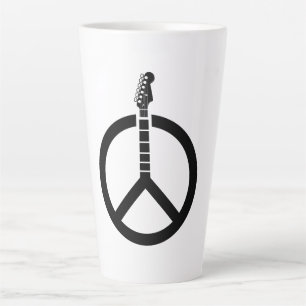 Taza De Café Latte Signo de Paz de la Guitarra