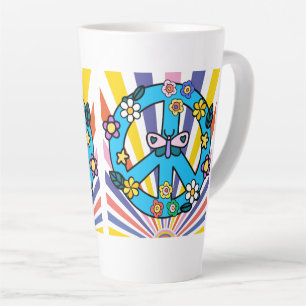 Taza De Café Latte Signo Retro de Paz