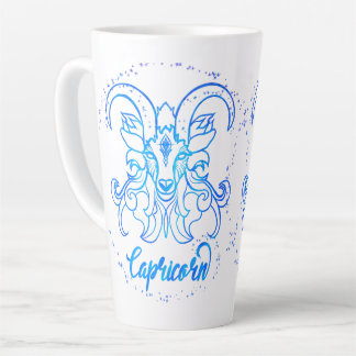 Taza De Café Latte signo zodiacal Capricornio brillo azul claro