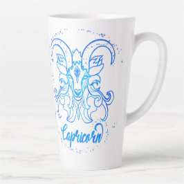 Taza De Café Latte signo zodiacal Capricornio brillo azul claro