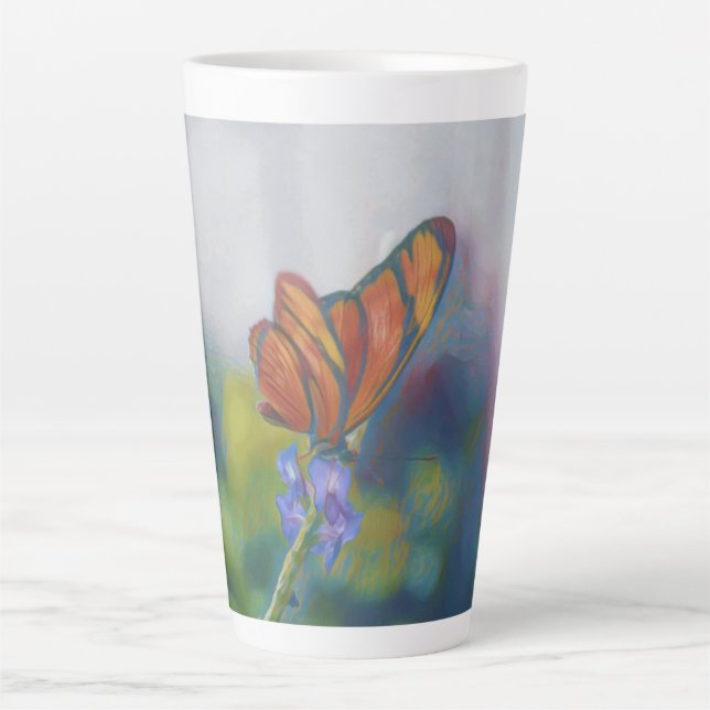 Taza De Café Latte Silencio de lata de mariposas (Anverso)