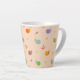 Taza De Café Latte Silencio de latte con caracoles y flores