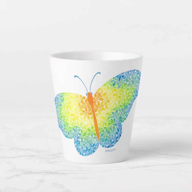 Taza De Café Latte Silencio de mariposa (Anverso)