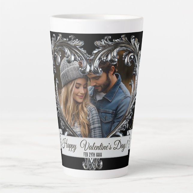 Taza De Café Latte Silencio de San Valentín/Aniversario Latte Mug (Anverso)