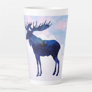 Taza De Café Latte Silhouette Celestial Blue Moose