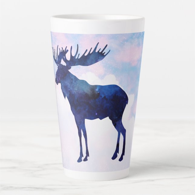 Taza De Café Latte Silhouette Celestial Blue Moose (Anverso)