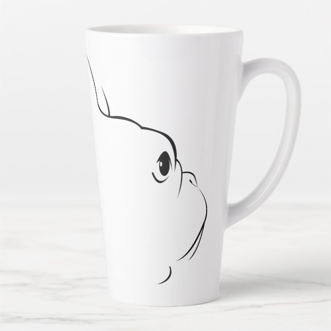 Taza De Café Latte Silhouette Latte Mug, Bulldog francés (Derecha)