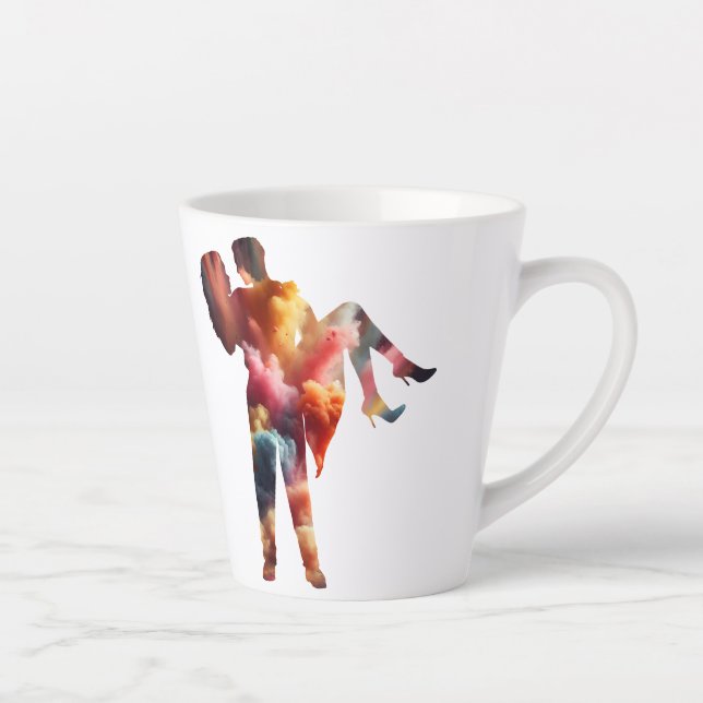 Taza De Café Latte Silhouette Romántica Love Explosion Mug - Vibrante (Derecha)