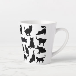 Taza De Café Latte Silhouettes de gato negro y blanco Latte Mug
