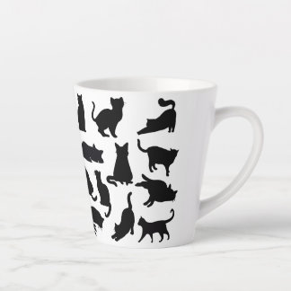 Taza De Café Latte Silhouettes de gato negro y blanco Latte Mug