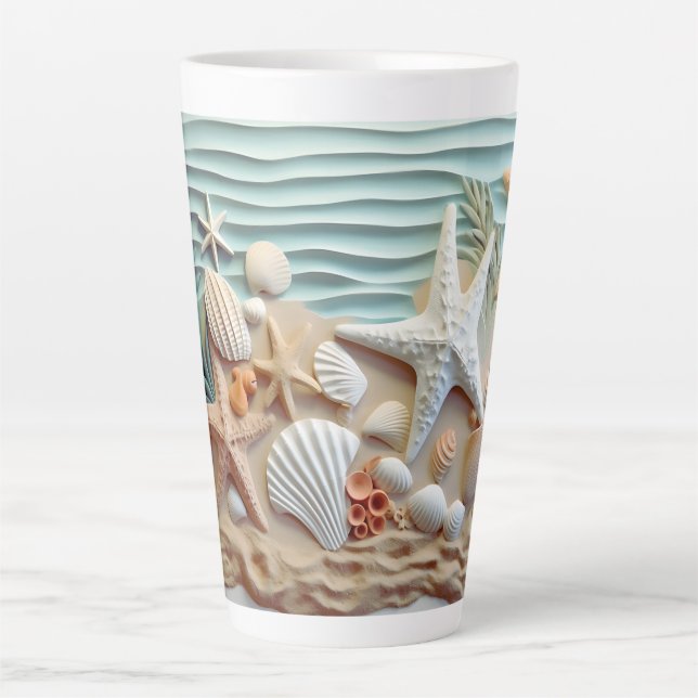 Taza De Café Latte Sillas de playa de 3 dimensiones (Anverso)