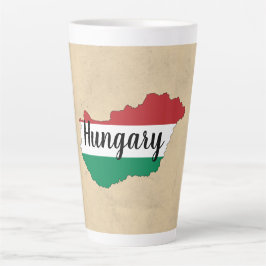 Taza De Café Latte Silueta de bandera de Hungría