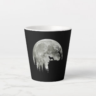 Taza De Café Latte silueta de Border Collie en la montaña Halloween p