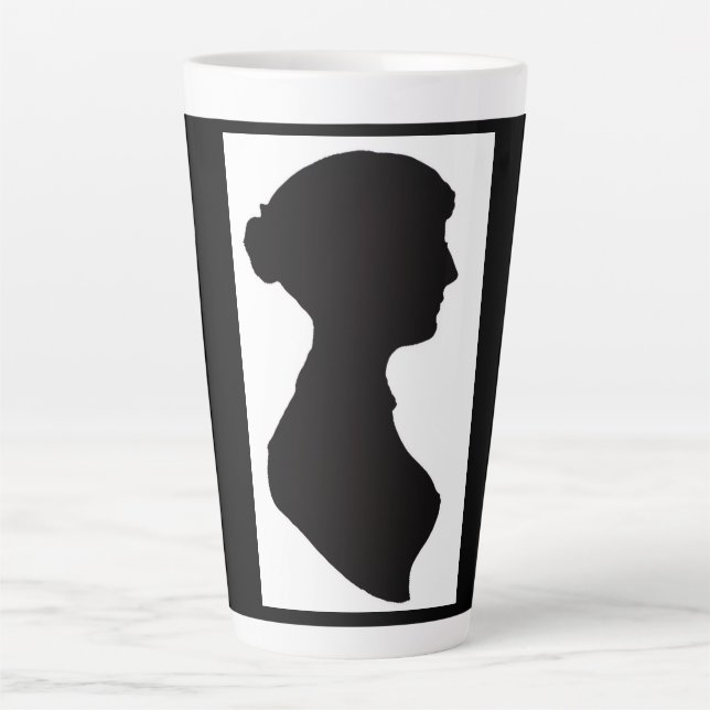 Taza De Café Latte Silueta de Jane Austen (Anverso)