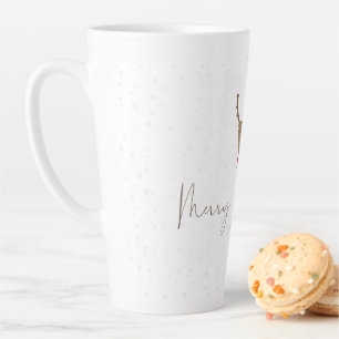 Taza De Café Latte Silueta de reno de arte lineal de SlipperyJoe mini