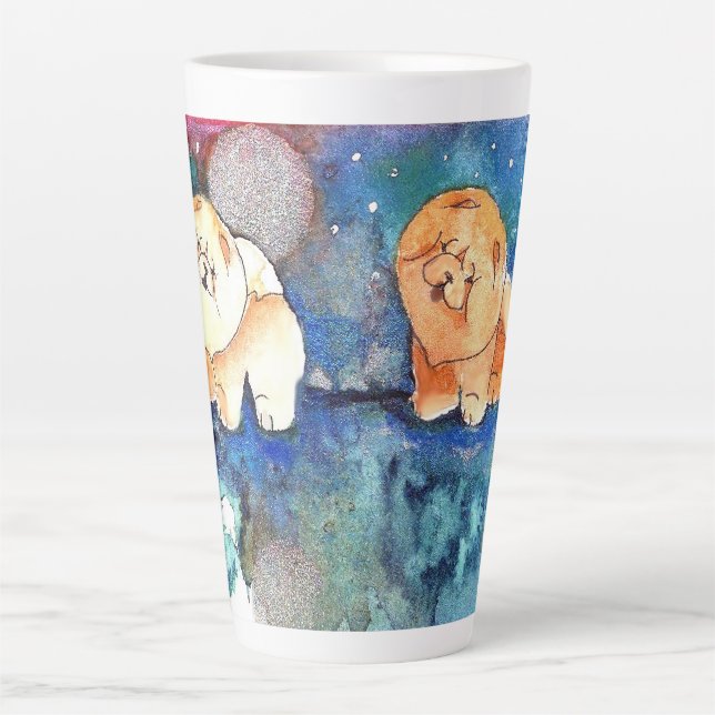 Taza De Café Latte SILVERY MOON Cow perro acuarela (Anverso)