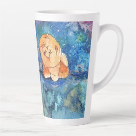 Taza De Café Latte SILVERY MOON Cow perro acuarela