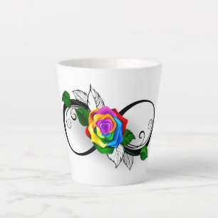 Taza De Café Latte Símbolo de infinito con rosa arcoíris