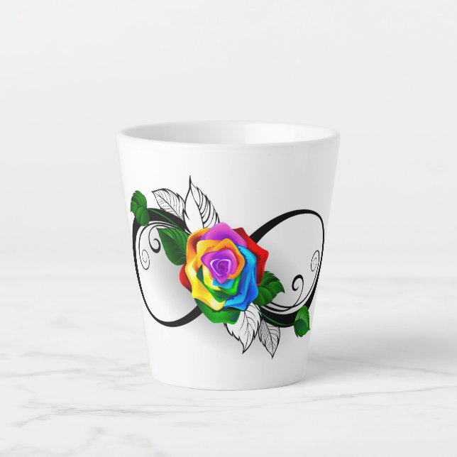 Taza De Café Latte Símbolo de infinito con rosa arcoíris (Anverso)