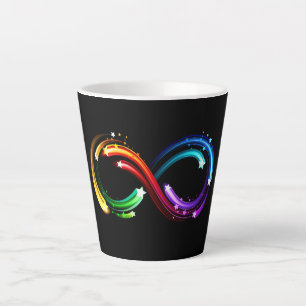 Taza De Café Latte Símbolo de infinito de cometas de arcoíris