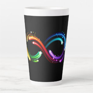 Taza De Café Latte Símbolo de infinito de cometas de arcoíris