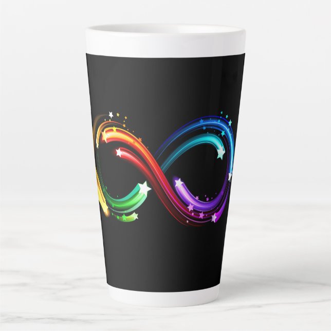 Taza De Café Latte Símbolo de infinito de cometas de arcoíris (Anverso)