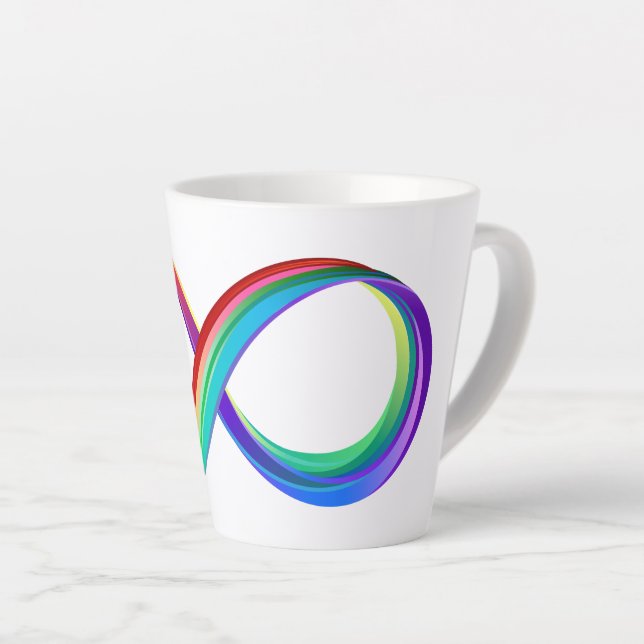 Taza De Café Latte Símbolo infinito arcoiris en capas (Ángulo derecho)