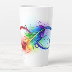 Taza De Café Latte Símbolo infinito con pluma arco iris