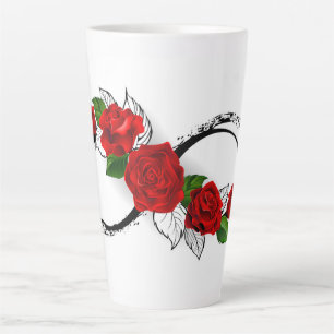 Taza De Café Latte Símbolo infinito con rosas rojas