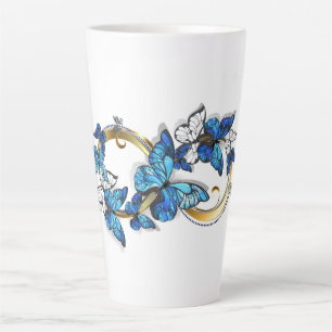 Taza De Café Latte Símbolo infinito de mariposas Morpho azules