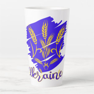 Taza De Café Latte Símbolo nacional ucraniano tryzub hecho de oído de