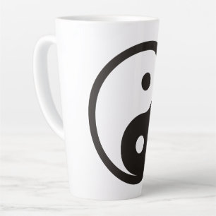 Taza De Café Latte Símbolo Yin Yang - diseño de tatuajes sólidos