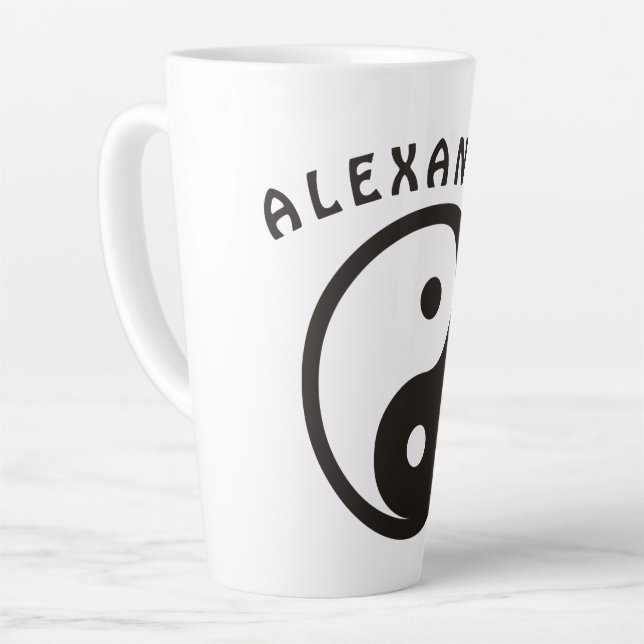 Taza De Café Latte Símbolo Yin Yang - diseño de tatuajes sólidos (Ángulo izquierdo)