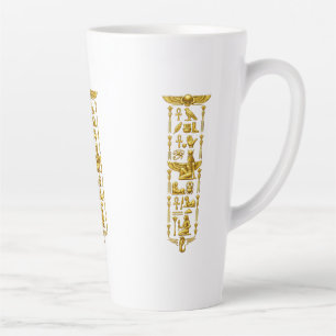 Taza De Café Latte Símbolos dorados del antiguo Egipto – Jeroglíficos